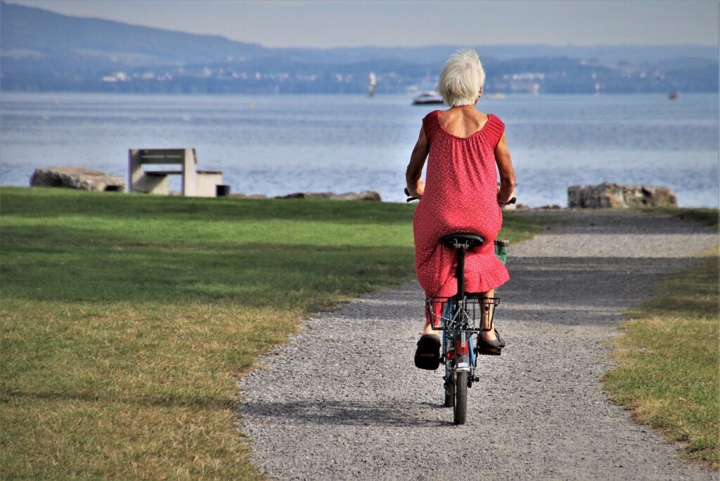 park, bike, senior